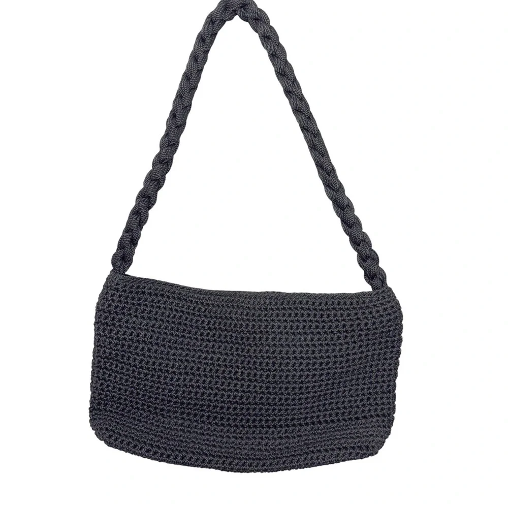THE SAK‎ Crocheted Shoulder Bag Purse Black 11
